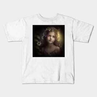 A Young Girl with Flowers in Her Hair Kids T-Shirt